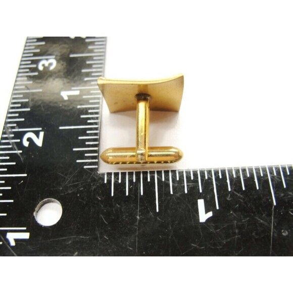 Strand Square Rolled Rope Design Vtg Cufflinks Gold Tone Tux Wedding Formal IOB - Picture 4 of 11